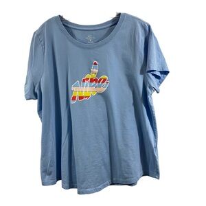 Nike Womens Retro Logo Tee Size 1X Blue Multi Cotton